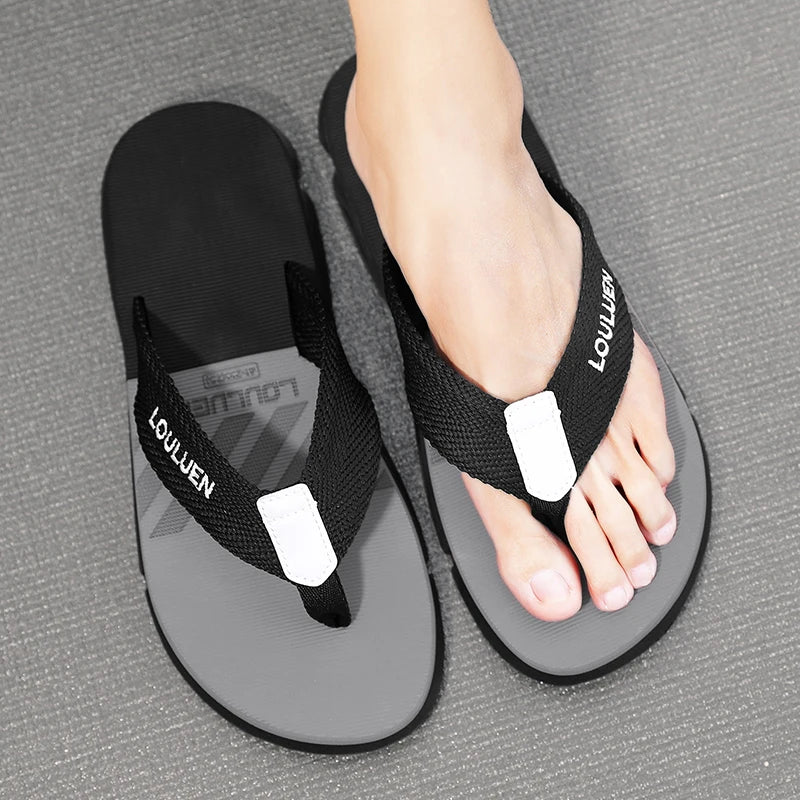 [Color blocked flip flops] Comfortable color blocked flip flops - Men's non slip casual rubber bottom EVA flip flops, suitable f - Sun Studio