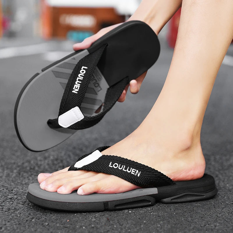 [Color blocked flip flops] Comfortable color blocked flip flops - Men's non slip casual rubber bottom EVA flip flops, suitable f - Sun Studio