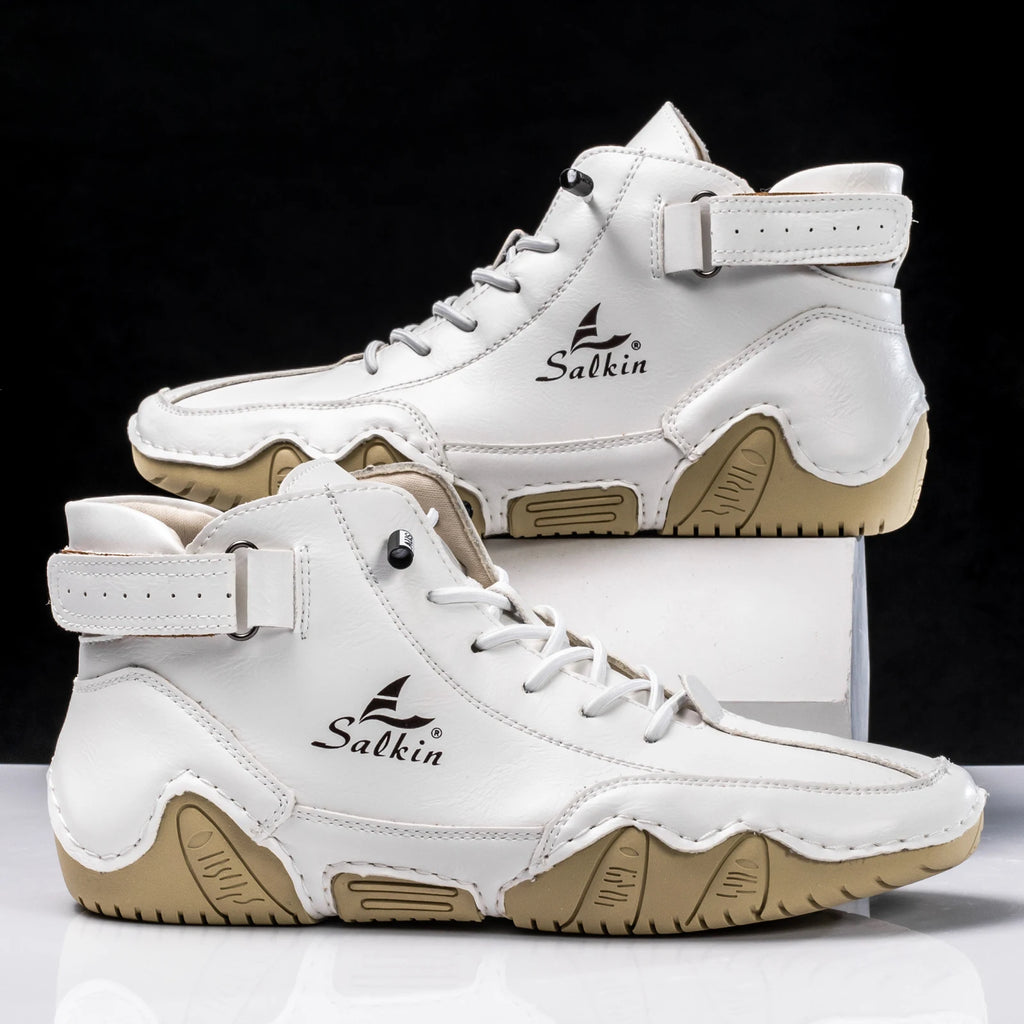 New 2025 Handmade Leather Casual Men Shoes Design Sneakers Man Breathable Leather Shoes Men Ankle Boots Outdoor - Sun Studio