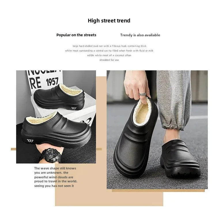 Waterproof Cotton Chef Shoes For Men Anti-Slip Work Footwear Warm Comfortable Kitchen Specialized Shoes With EVA Outsole - Sun Studio