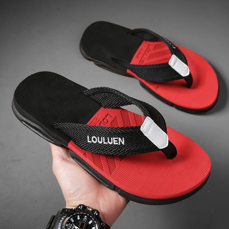 [Color blocked flip flops] Comfortable color blocked flip flops - Men's non slip casual rubber bottom EVA flip flops, suitable f