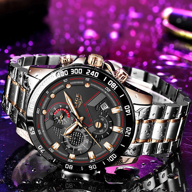 2025 New LIGE Fashion Mens Watches Stainless Steel Top Brand Luxury Sport Chronograph Quartz WithWatch For Men Relogio Masculino - Sun Studio