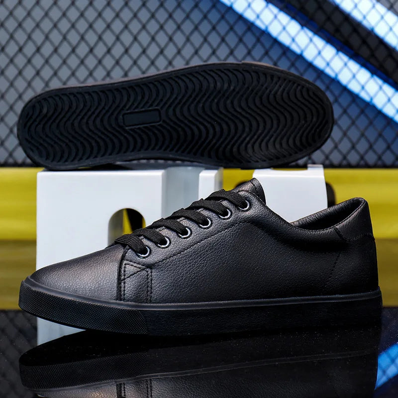 Spring Summer Flat Mens Casual Shoes Soft Pure Black Fashion Male Footwear Cool Young Man Street Style Comfortable - Sun Studio