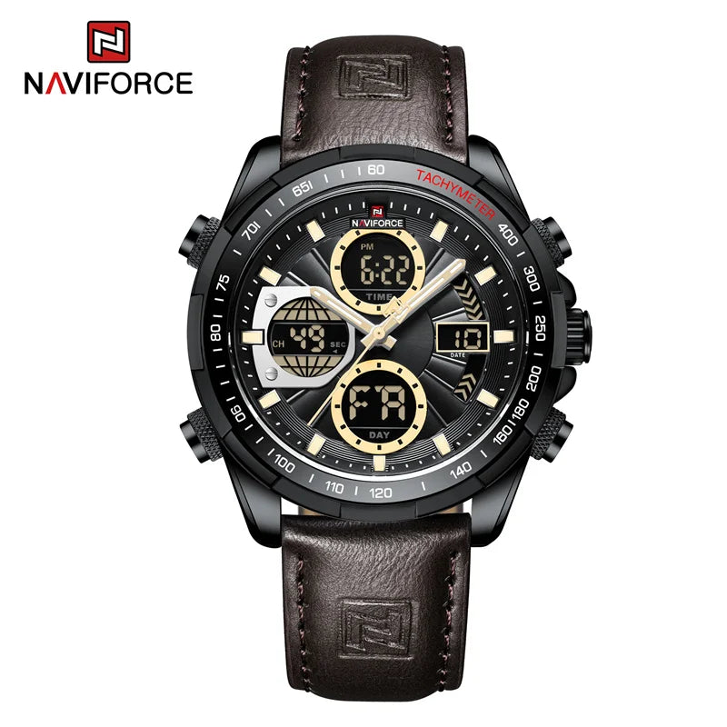 New NAVIFORCE Watches for Men Leather Mens Military Sport Waterproof Watch Quartz WristWatch Chronograph Male Clock - Sun Studio