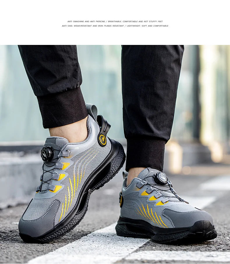2026 Security Safety Shoes Men Rotating Button Work Sneakers Indestructible Shoes Puncture-Proof men Sport Shoes Steel Toe Boots