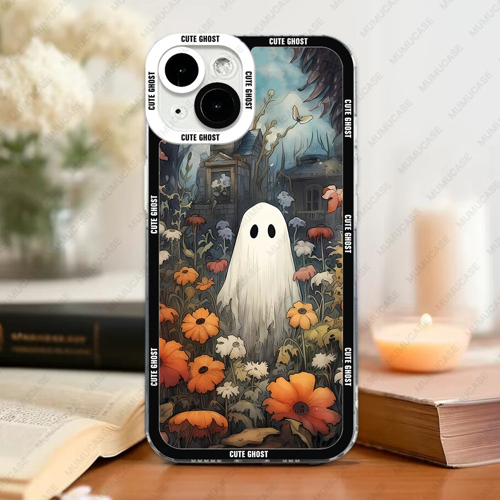 Case For iPhone 16 15 14 13 Pro Max 12 Mini 11 XS X XR SE 7 8 Plus Soft Cover Cute Little Ghost - Sun Studio