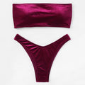 Velvet Bikinis 2025 Women Brazilian Bandeau Swimsuit Solid Sexy Swimwear Female Beachwear Bathers Bathing Swimming Swim Suit - Sun Studio