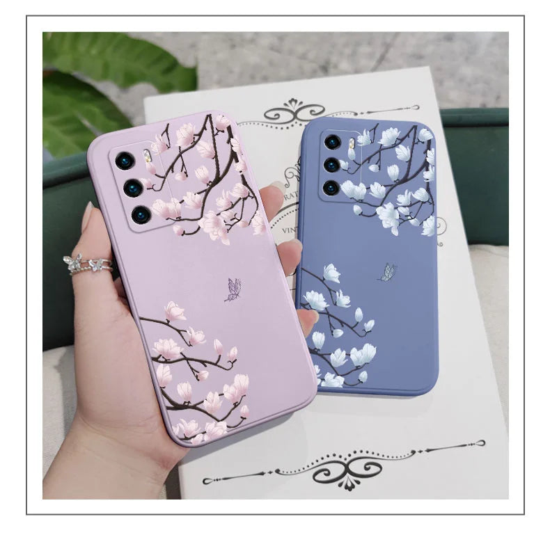 Tree Branch Phone Case For Huawei P40 P50 P30 P20 Pro Lite Nova 5t Y7A Mate 40 30 20 Pro Lite Liquid Silicone Cover - Sun Studio