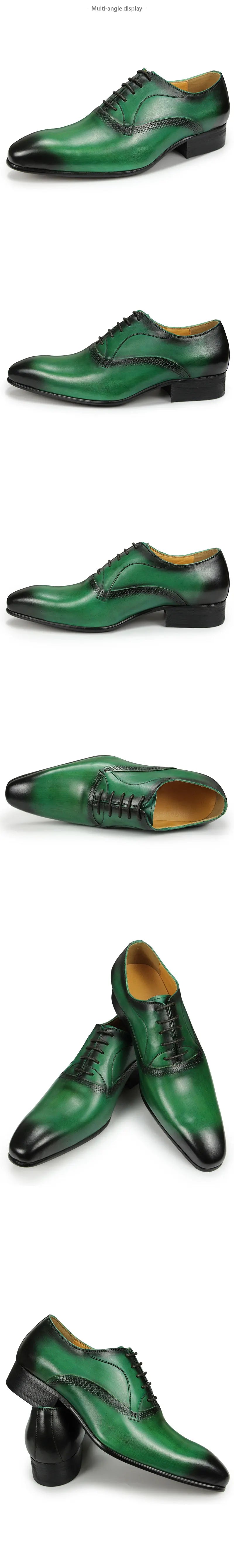 Genuine Leather Dress Men Shoes Exquisite Lace-up Designer Wedding Party Office Oxfords Pointed Toe Big Size Customized Handmade - Sun Studio