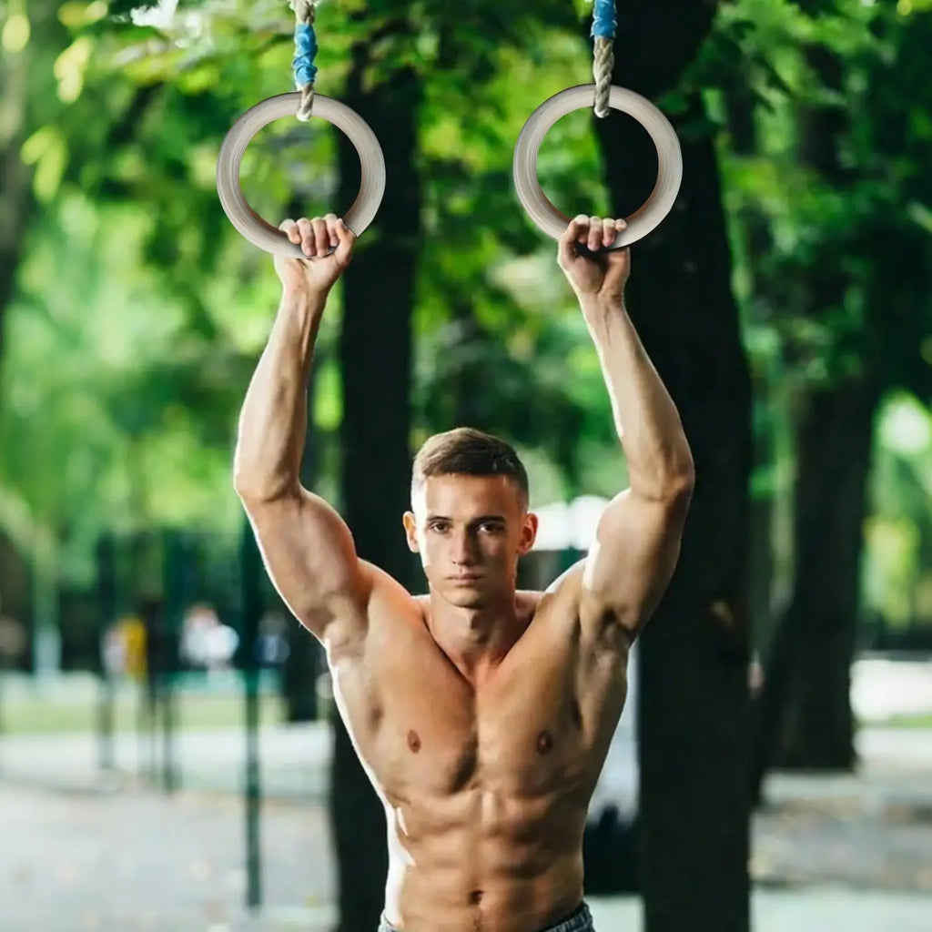 Rings Gymnastics 2 Pieces Calisthenics Grips Equipment Fitness Training Rings For Home Gym Fitness Exercise Playground Indoor - Sun Studio