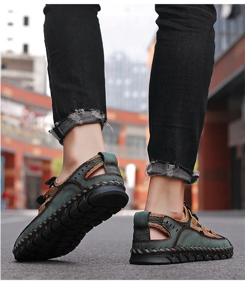 Hot Sale Summer Men's Sandals Outdoor Non-slip Men's Beach Sandals Handmade Genuine Leather Men's Shoes Fashion Men Sneakers - Sun Studio
