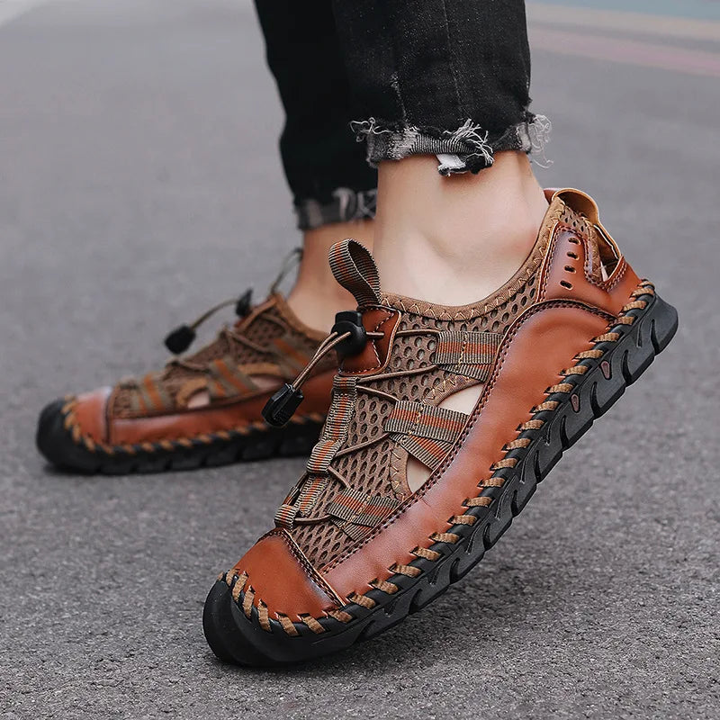 Hot Sale Summer Men's Sandals Outdoor Non-slip Men's Beach Sandals Handmade Genuine Leather Men's Shoes Fashion Men Sneakers - Sun Studio