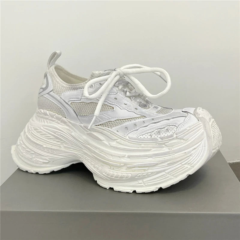 Thick Bottom Platform High Heel Casual Trainers Luxury Brand Designer Women Sneaker Mixed Color Runway Sport Shoes Large Size - Sun Studio