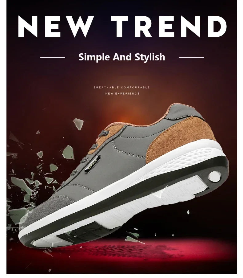 YRZL Men Shoes Spring Autumn Waterproof Walking Sneakers Leisure Male Leather Sports Shoes Non-Slip Footwear Tennis for Men - Sun Studio