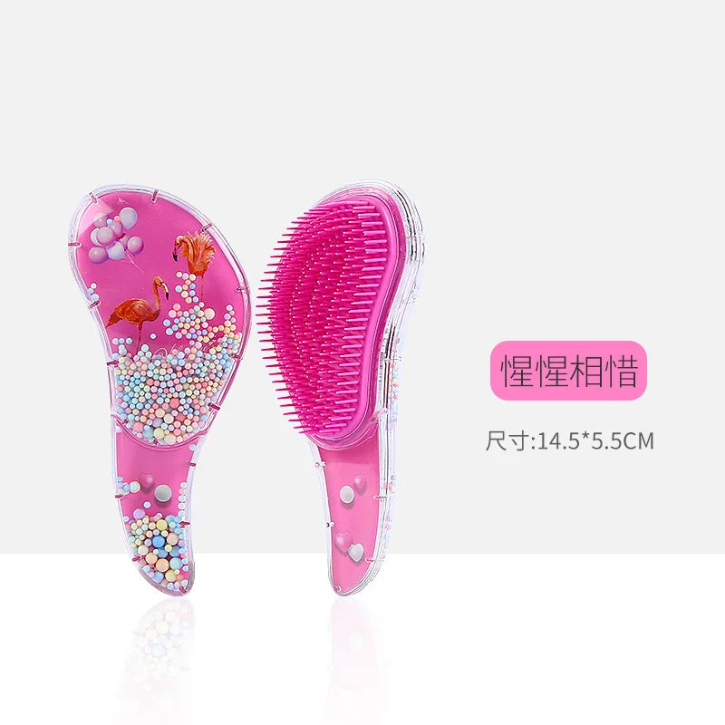 New Cute Hairdressing Comb for Kids Anti-knot Massage Flowing Bead Hair Comb Children Girls Dress Up Makeups Toy Gifts - Sun Studio