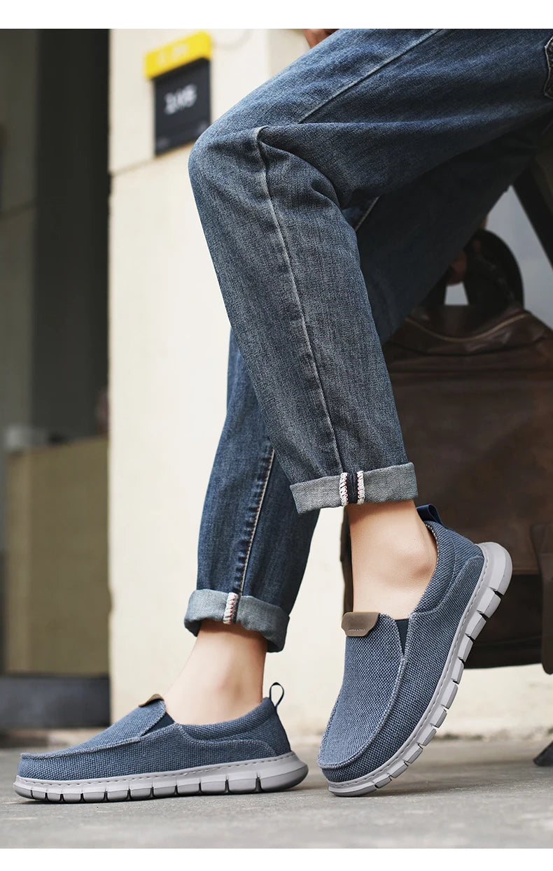 New Men Canvas Shoes Fashion Men's Casual Shoes Light Non-slip Loafer Washed Denim Flat shoes Outdoor Sneakers Vulcanized Shoes - Sun Studio