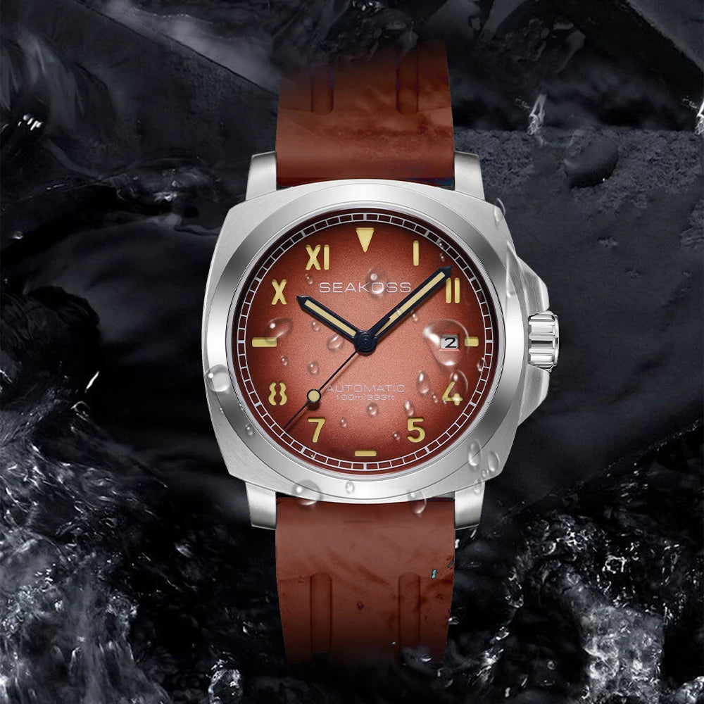SEAKOSS Super Luminous Diving Automatic Mechanical Watches Men's 10ATM with Seagull st1612 Movement Calendar Sapphire Wristwatch - Sun Studio