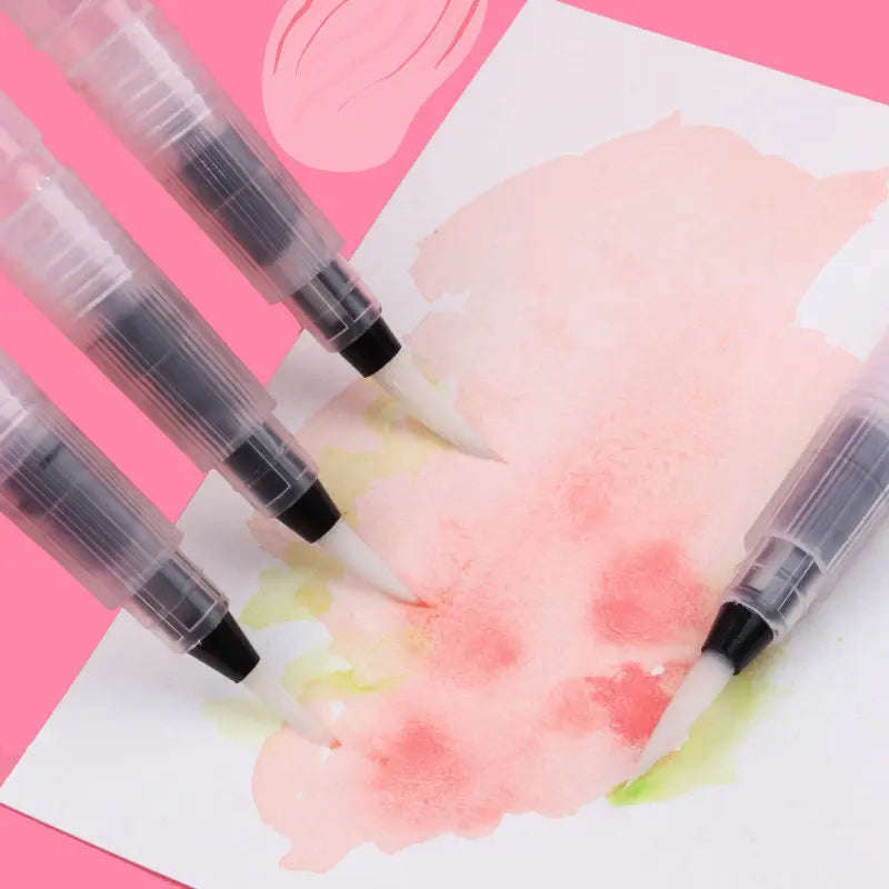 3pcs Refillable Water Brush Pen Set,Nylon Paint Brush,Watercolor Ink Pen for Painting Powder Coating Watersoluble Colored Pencil - Sun Studio