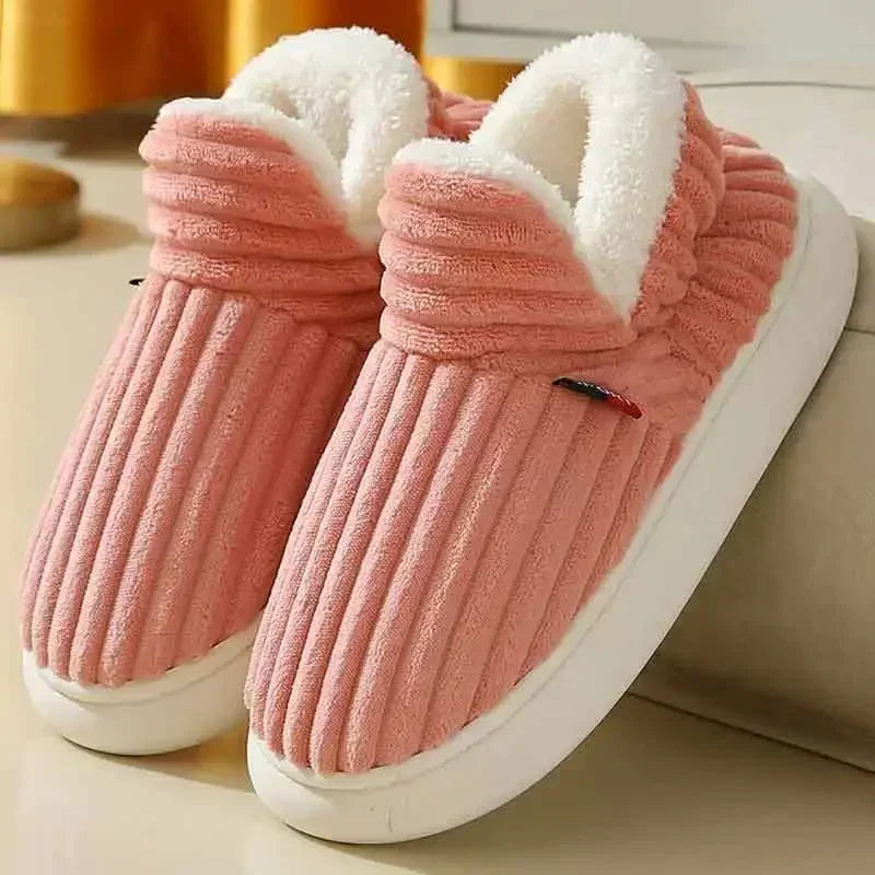 Warm Furry House Slippers Women Men Winter New Fashion Comfort Plush Slippers Home Indoor Outdoor Soft Thick Sole Cotton Shoes