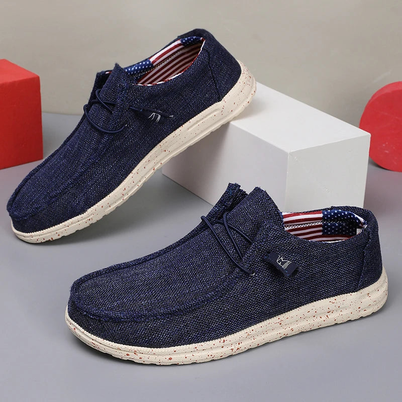 Men Casual Canvas Shoes Mens Loafers Breathable Slip on Flats Male Vulcanized Shoes Driving Shoes Plus Size 47 Walking Sneakers - Sun Studio