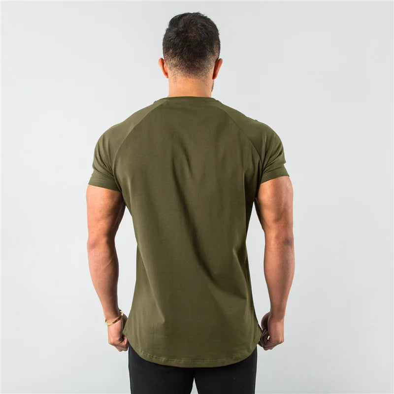 Fitness T-Shirt Men Bodybuilding Short Sleeve Sport Running T-shirt Men Sportswear Workout Shirts Male Men Gym Summer Tops Tee - Sun Studio