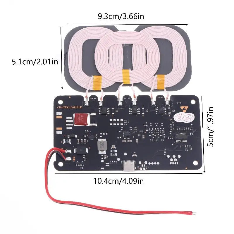 20W High-Capacity Wireless Charger for Car/Home Use; Includes Type-C Interface and 3-Coil DC9-32V Module - Sun Studio
