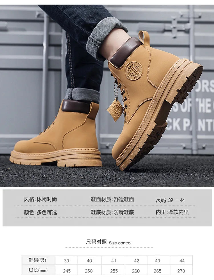 Men's Designer Motorcycle Boots Fashion Comfortable High Top Platform Work Boots Winter Hot Selling Mens Green Hiking Boots 2026 - Sun Studio