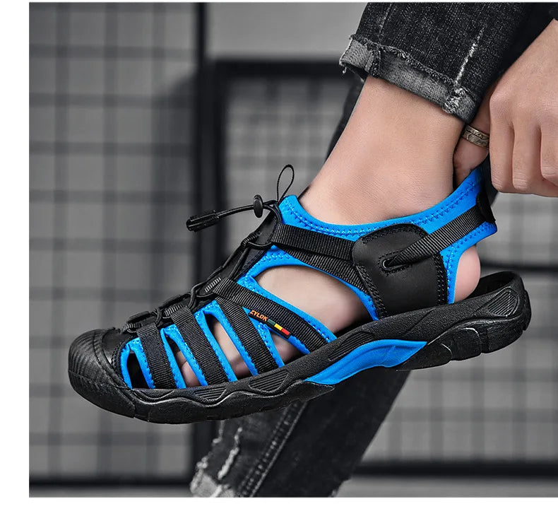 New Summer Genuine Leather Men Sandals Fashion Design Men's Casual Sneakers Comfortable Beach Men's Sandals Outdoor Wading Shoes - Sun Studio