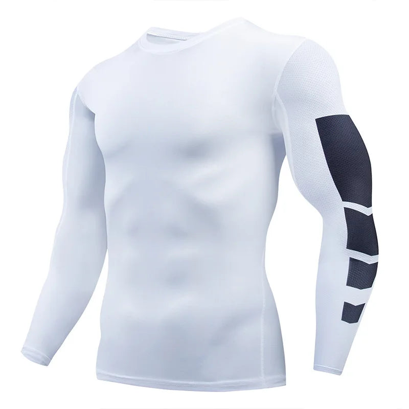 Gym Sports T-shirts for Men Long Sleeve Tights Boxing Sportswear Breathable Quick Dry Fitness Tops Male Outdoor Training Clothes - Sun Studio