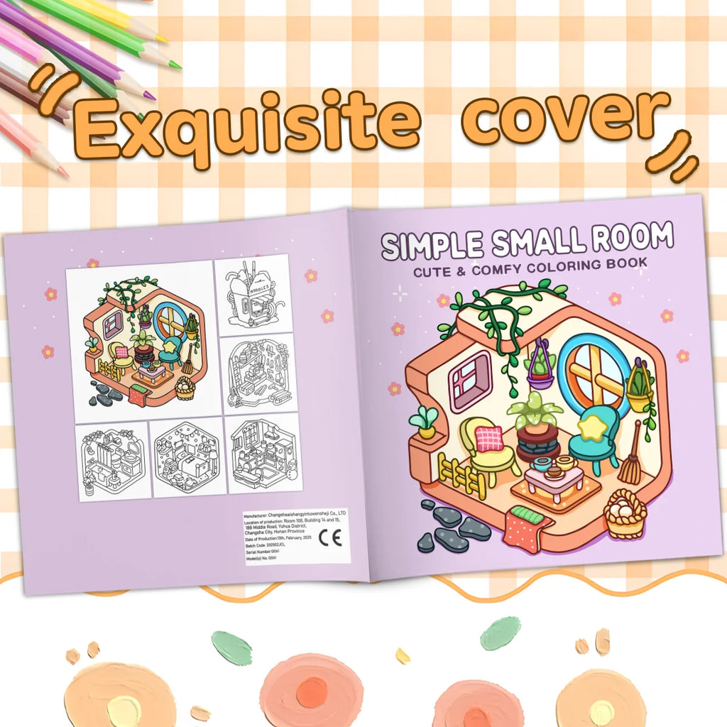 Coloring Book for Relaxation - Simple Room Decor with Picture Book Illustrations for Creativity and Stress Relief - Sun Studio