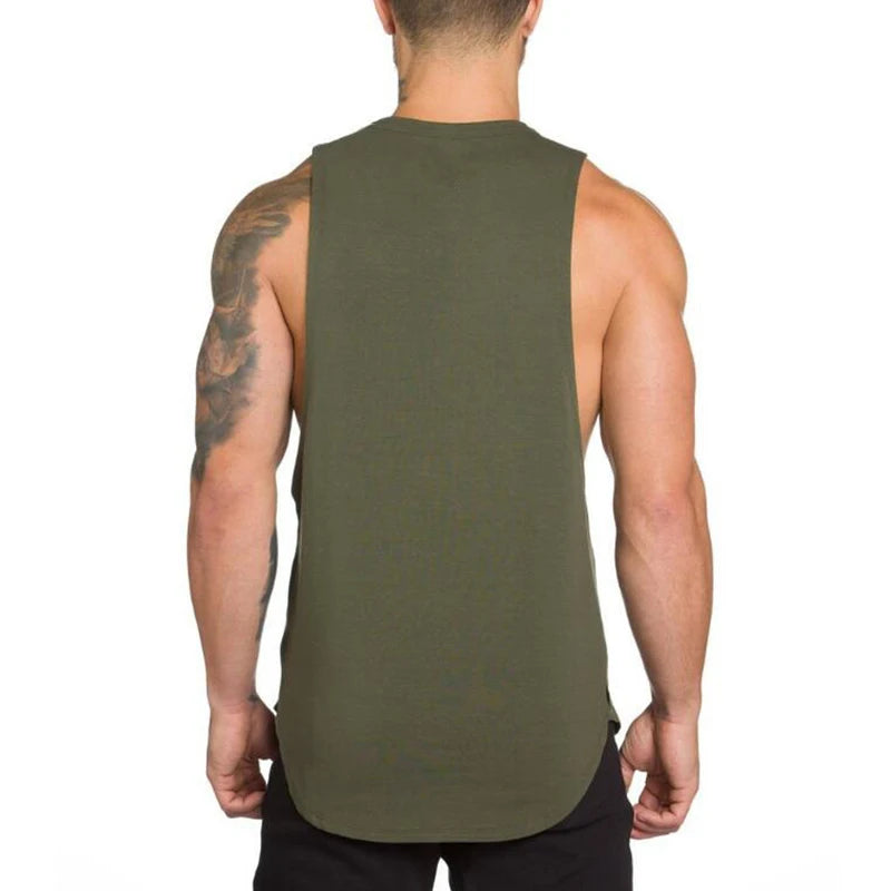 Gym Bodybuilding Workout Fitness T-Shirts Mens Casual Sport Sleeveless Singlets Summer Running Cotton Breathable Loose Tank Tops - Sun Studio