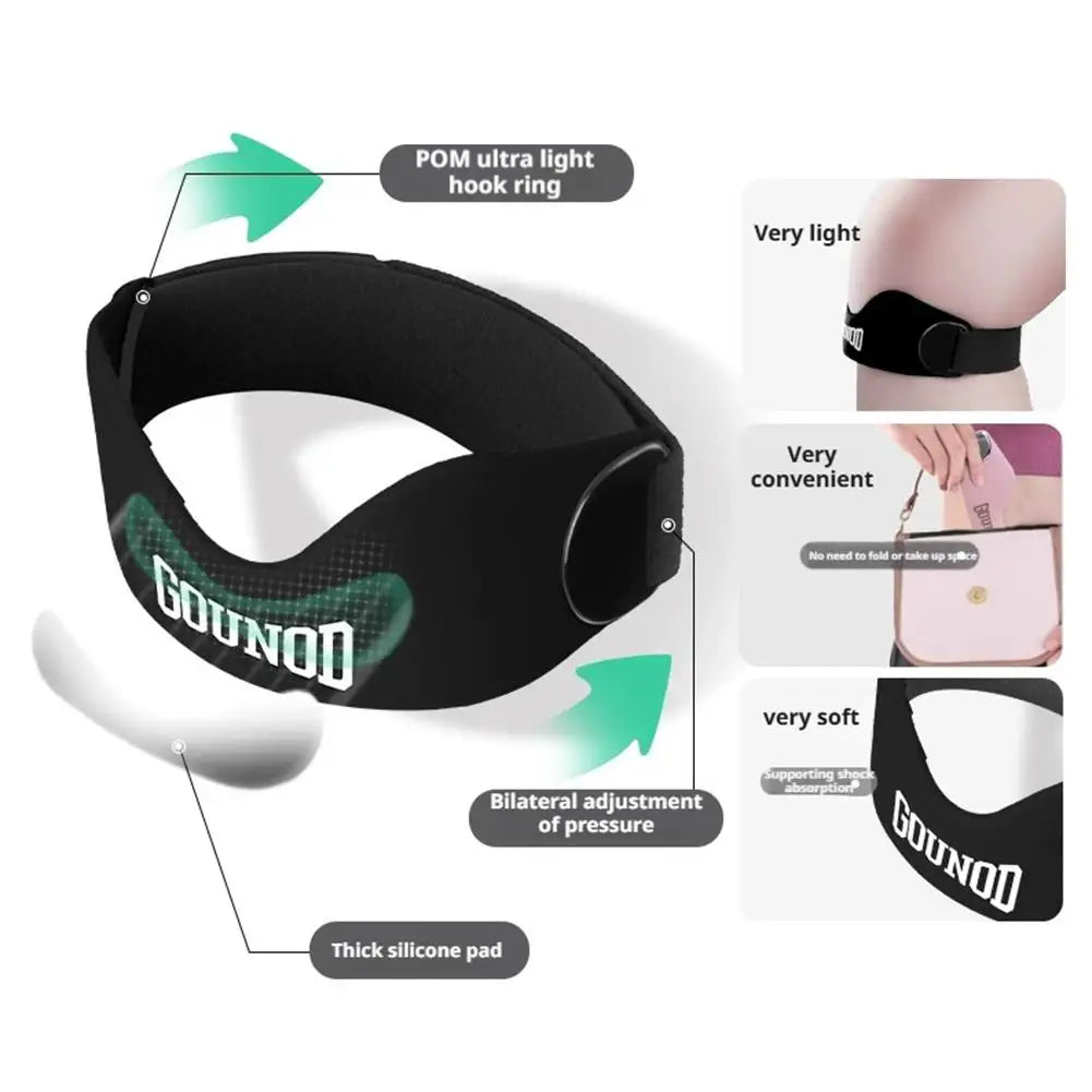 1pair Patellar Tendon Knee Strap Adjustable Silicone Compression Brace Shock Absorption For Basketball Running Pain Relief - Sun Studio