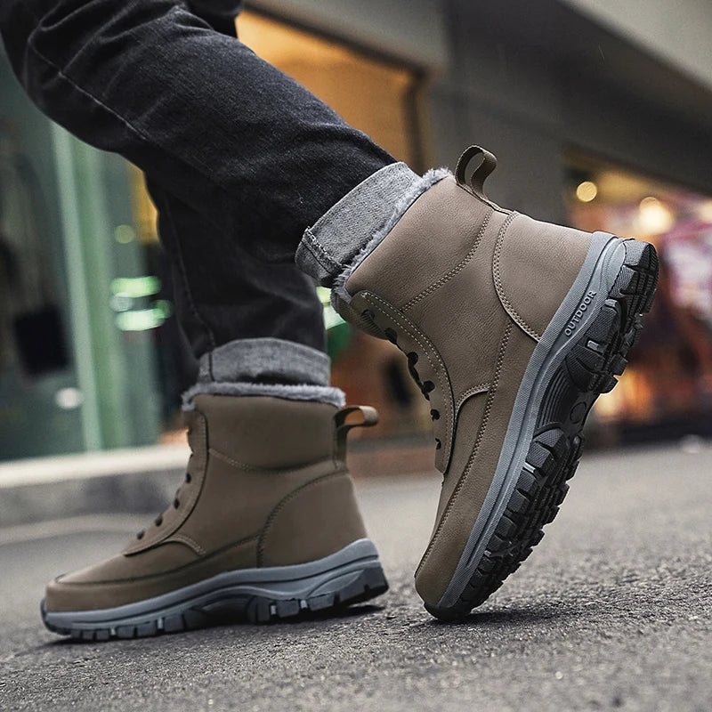 New Snow Boots Men Lace Up Mens Shoes Breathable Winter Boots For Men Casual Men Shoe Waterproof Ankle Boots Footwear Work Shoes - Sun Studio