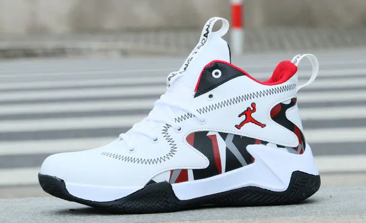 Brand Professional Men's White Red Blue Basketball Shoes Basketball Sneakers Anti-skid High-top Couple Man Basketball Boots - Sun Studio