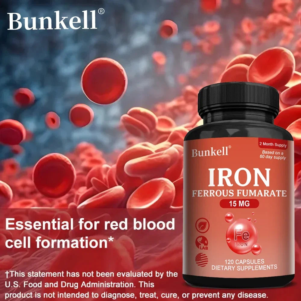 Iron Supplement - Boost Energy, Improve Concentration, Enhance Immune Function, Reduce Fatigue, Help Hemoglobin Balance, Non-GMO - Sun Studio