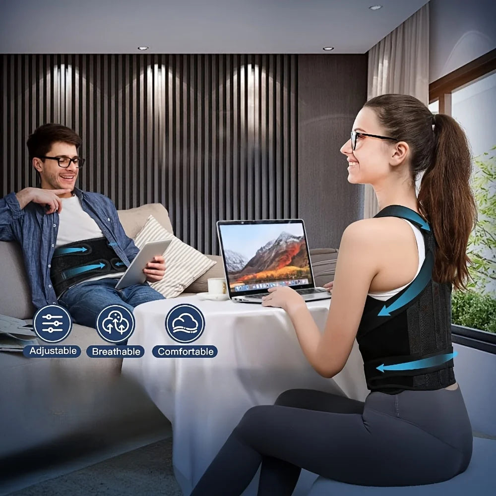 Back Brace Posture Corrector for Women and Men, Adjustable Shoulder Brace for Upper and Lower Back Pain Relief - Sun Studio