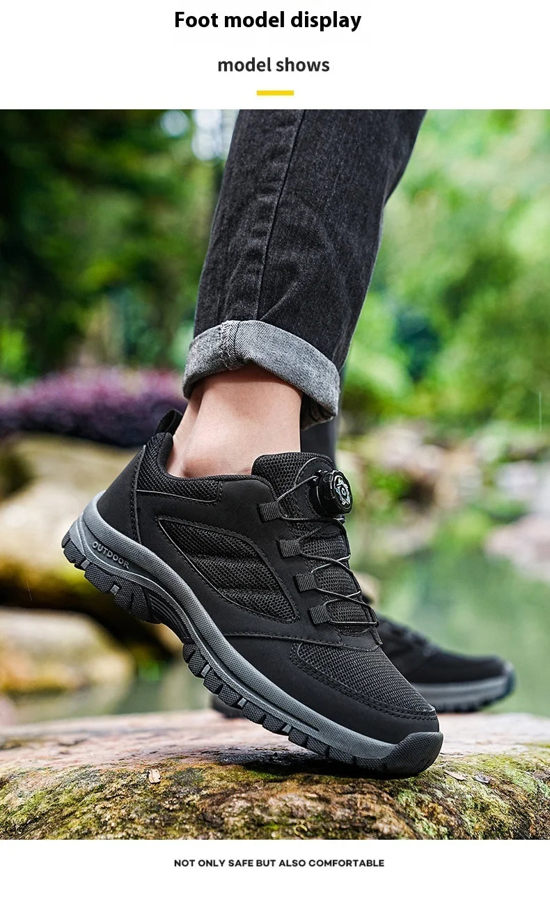 Men'S Spring And Autumn Outdoor Sports Shoes With Rotating Buckle Convenient Comfortable Anti Slip Hiking Shoes Large Size 39-48 - Sun Studio