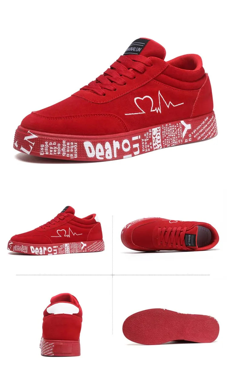 Breathable Mid-Top Sneakers , Heart & Music Graphic Design, Casual Streetwear Shoes for Couples, Valentine's Day & Birthday Gift - Sun Studio