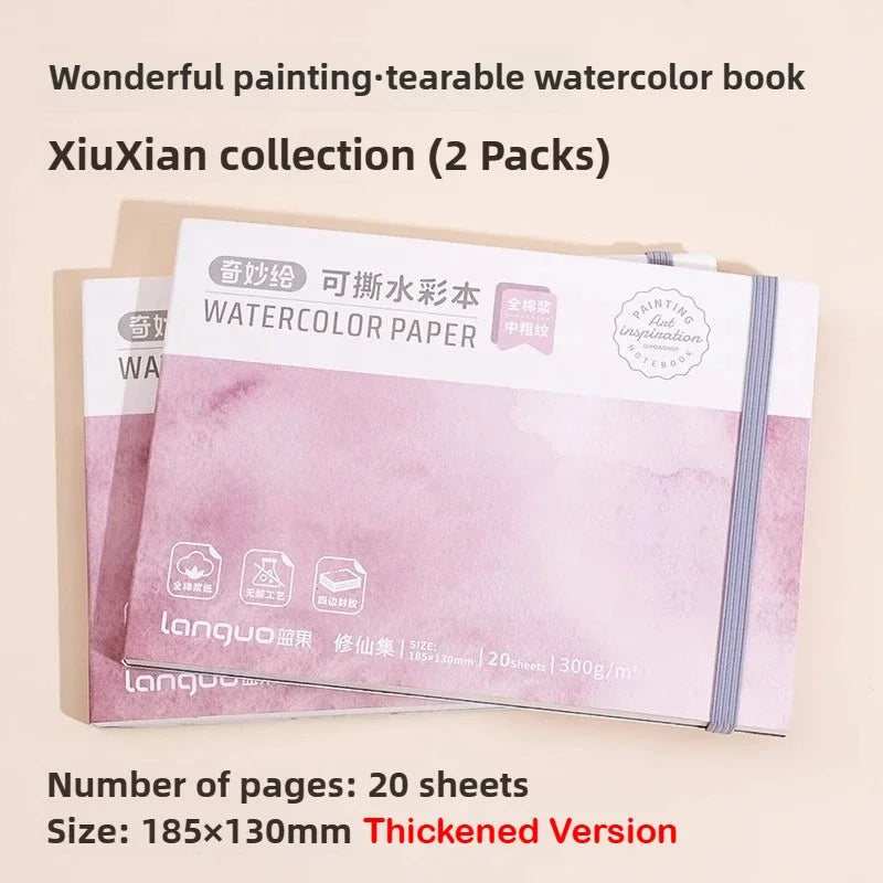 LANGUO Portable 300G Thick Cotton Watercolor Tearable Book Coated Paper Medium Rough Texture Album Sketchbooks School Stationery