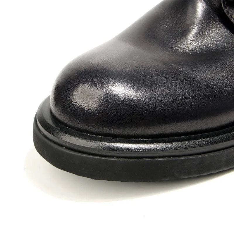high-quality Men's casual Leather shoes Handmade retro Platform shoes Men Cow Leather Footwear wear resistant comfort Male shoes - Sun Studio