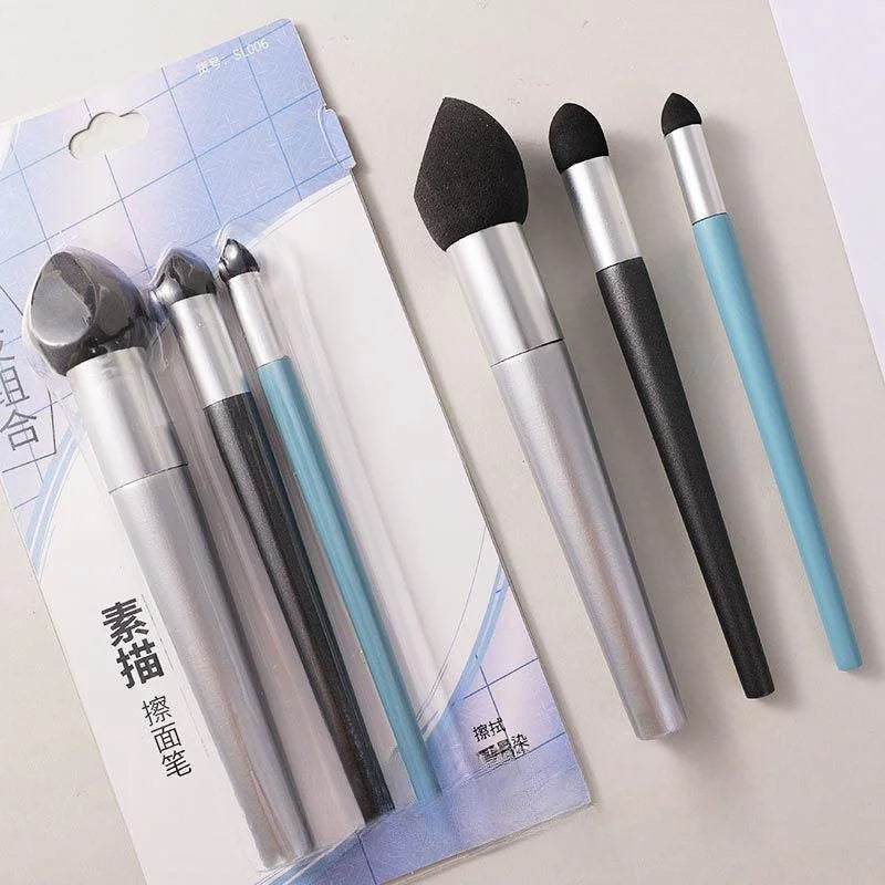 3pc Grey pen Sketch eraser Tool Rub Eraser Small paper eraser Drawing Smudge eraser highlight - Sun Studio