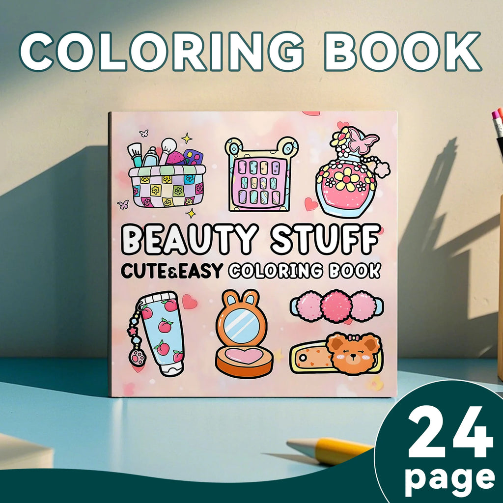Beauty Stuff Coloring Book 24 Page Adult Picture Books Gift Birthday Party Relieve Stress Kill Time Graffiti Painting Drawing ﻿ - Sun Studio