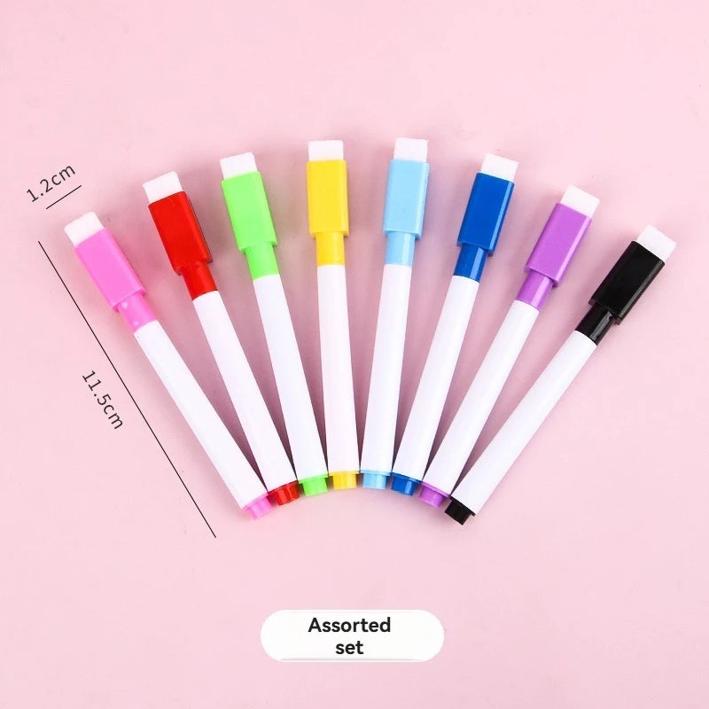 100/5Pcs Dry Erase Whiteboard Markers Set, Washable Pens with Magnetic Eraser for Office Whiteboards & Art Supplies - Sun Studio