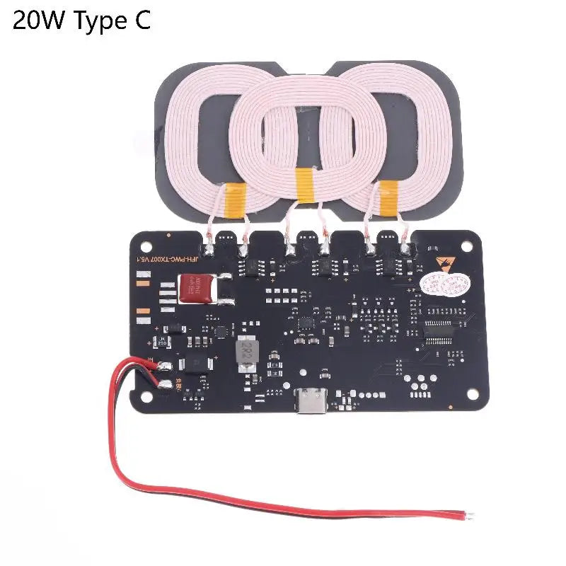 20W High-Capacity Wireless Charger for Car/Home Use; Includes Type-C Interface and 3-Coil DC9-32V Module - Sun Studio