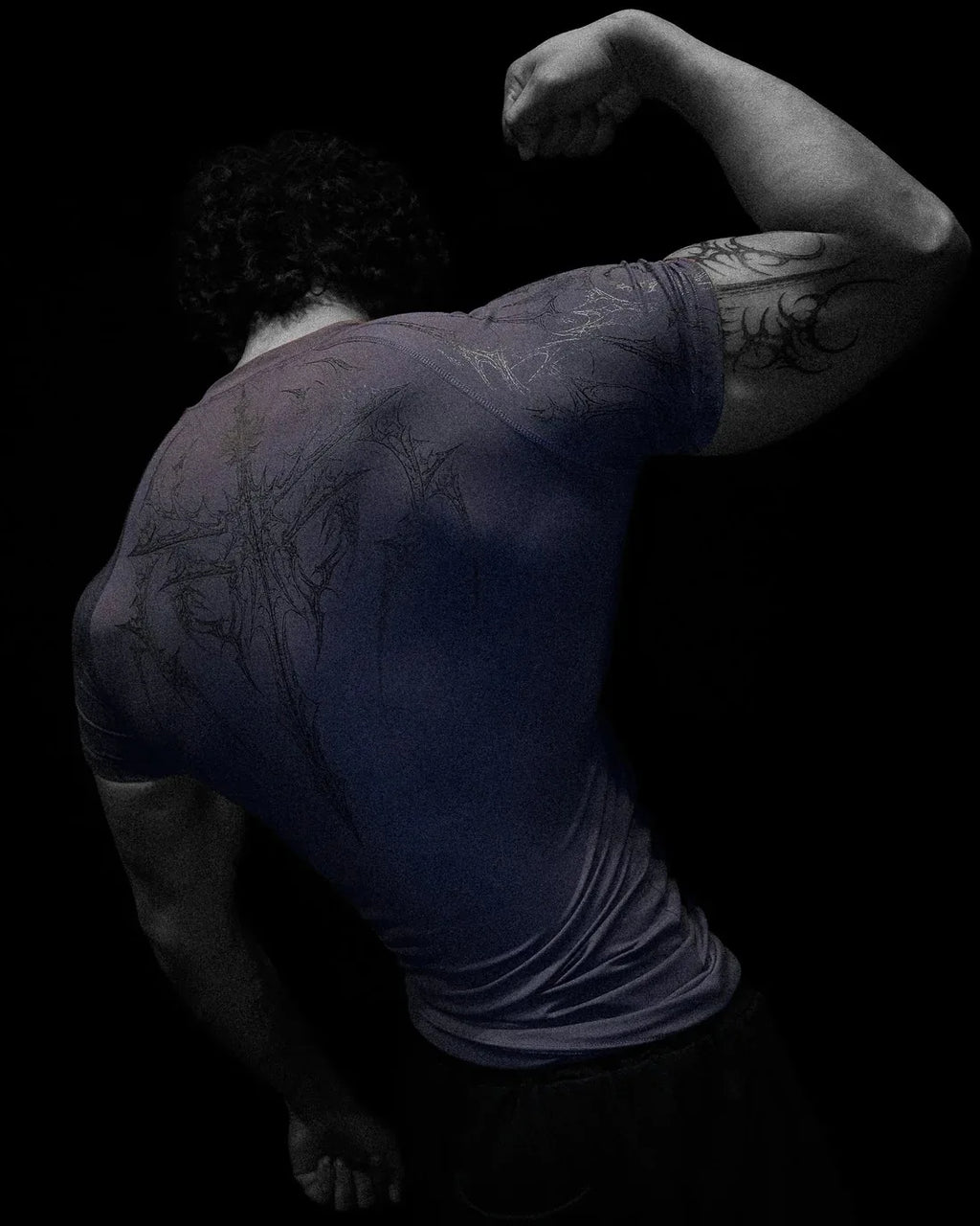 GYM T-shirt Men's Dark Gothic Print Muscle Tee  High Elasticity And Quick Drying Exercise For Bodybuilding Training 2026 Summer - Sun Studio