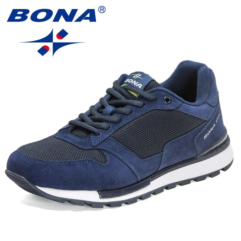 BONA 2022 New Designers Suede Casual Shoes Men Sneakers Outdoor Walking Shoes Man Comfortable Shoes Walking Footwear Mansculino - Sun Studio