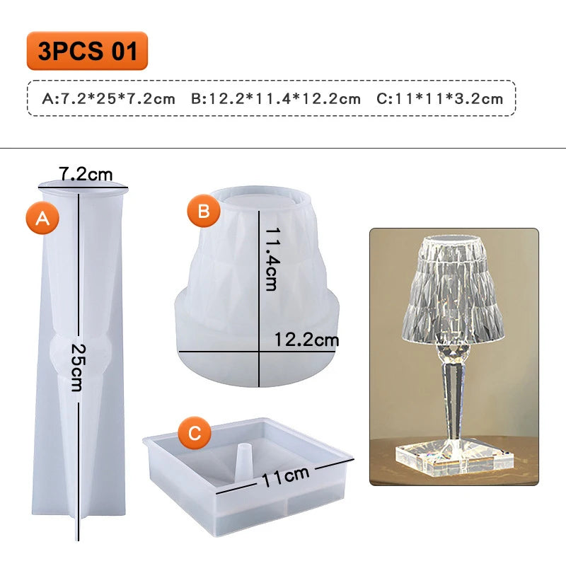 DIY Epoxy Resin Table Night Lamp Silicone Mold with Diamond Pattern Crystal Lamp Resin Mold Plant Pot Mold Home Decoration Craft - Sun Studio