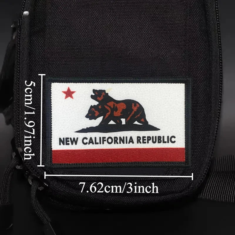 New California Republic Flag Patch Tactical Morale Badge Print Hook&Loop Military Backpack Clothing Decorative Sticker Armband - Sun Studio