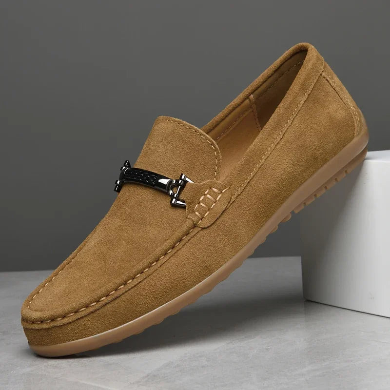 Fashion Brand Men's Spring Suede Casual Leather Shoes Bean Shoes New Outdoor Men's Comfortable Soft Soled Non Slip Driving Shoes - Sun Studio