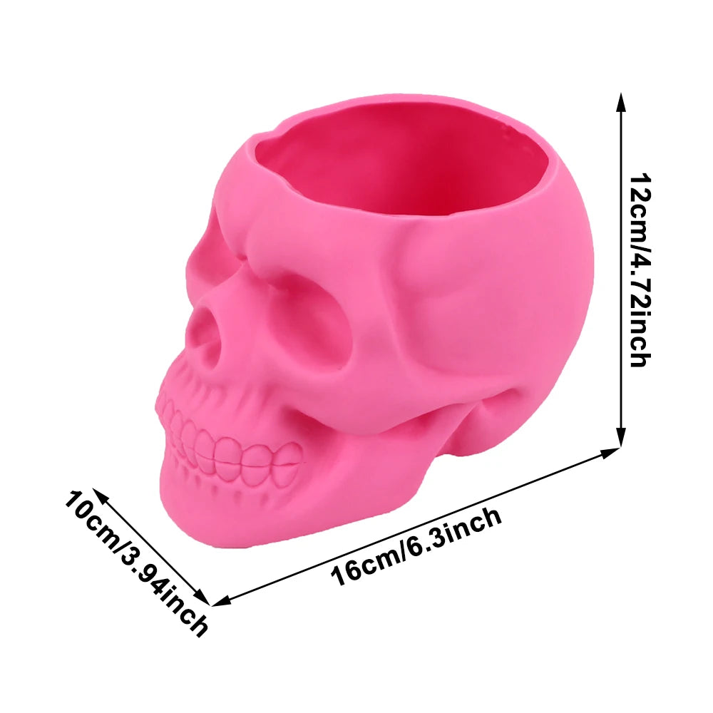 Skull Planter Vase Gothic Skull Flower Pot Goth Plant Pots Succulent Planters For Home Decor Halloween Decoration Pen Holder - Sun Studio